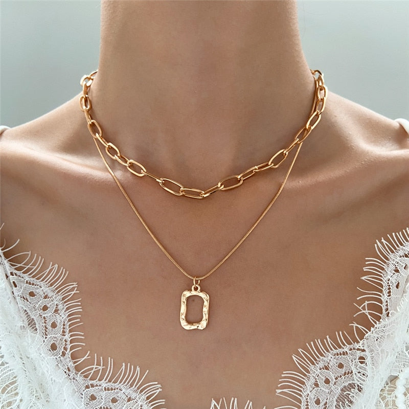 2023 Boho Necklaces &amp; Pendants Vintage Multilayer Choker Necklace Women Fashion Collar Collier Femme Moon Jewelry Accessories