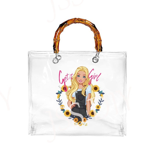 New Diy Barbie Handbag Fashion Women All-Match Jelly Transparent Pvc Tote Bags High Capacity Ladies Organizer Cosmetic Bag Gifts - Charlie Dolly