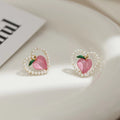 Summer Peach Earrings Female Niche Design Lovely Sweet Versatile Pearl Love Earrings Birthday Party Gift Accessories - Charlie Dolly