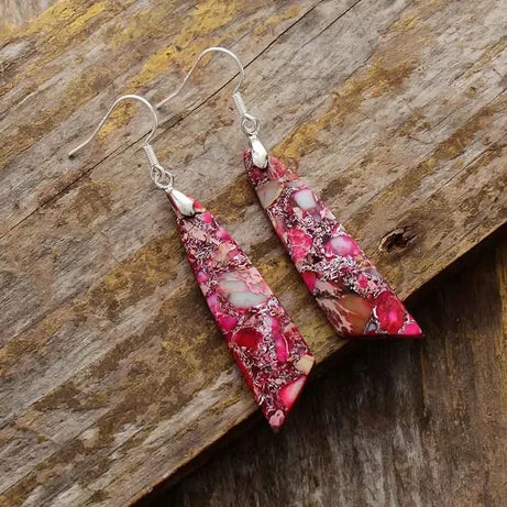 Natural Stone Geometric Pendant Earrings