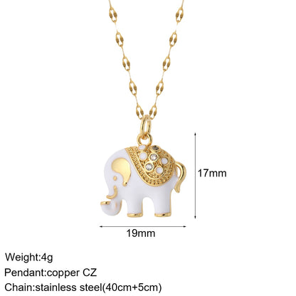 Heart Evil Blue Eye Sun Necklace for Women Cute Dog Bee Elephant Gold Color Pendant Woman&#39;s Collars Long Stainless Steel Chains
