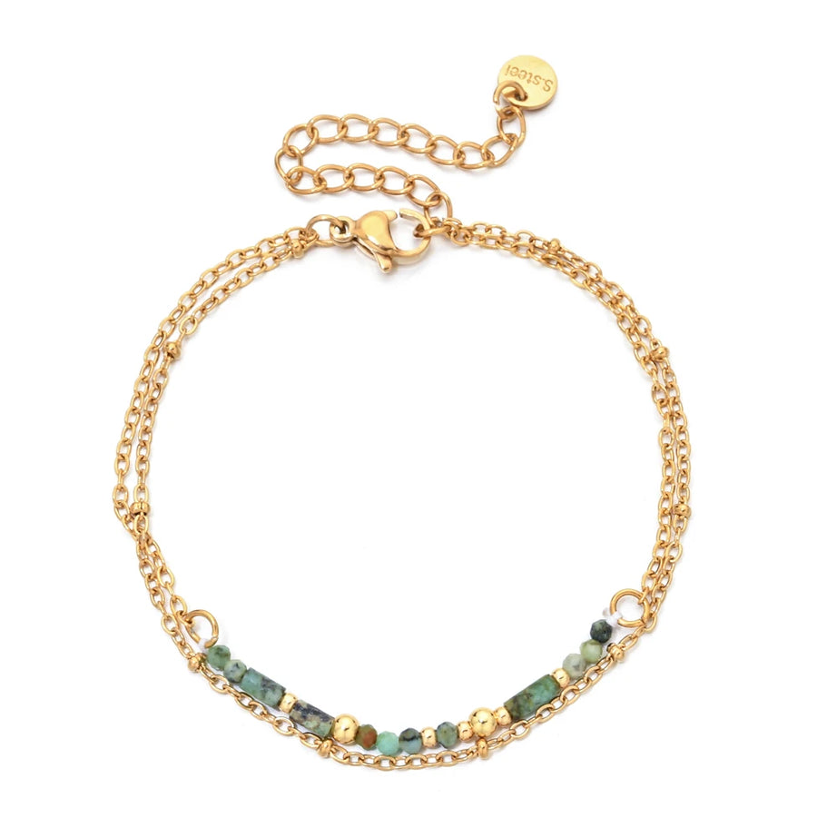 Gold Lapis Lazuli & Turquoise Chain Bracelet