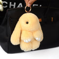 Three Model Size 100% Natural Rex Rabbit Fur Cute Fluffy Bunny Keychain Real Fur Key Chains Bag Toys Doll Lovely Keyring Pendant - Charlie Dolly