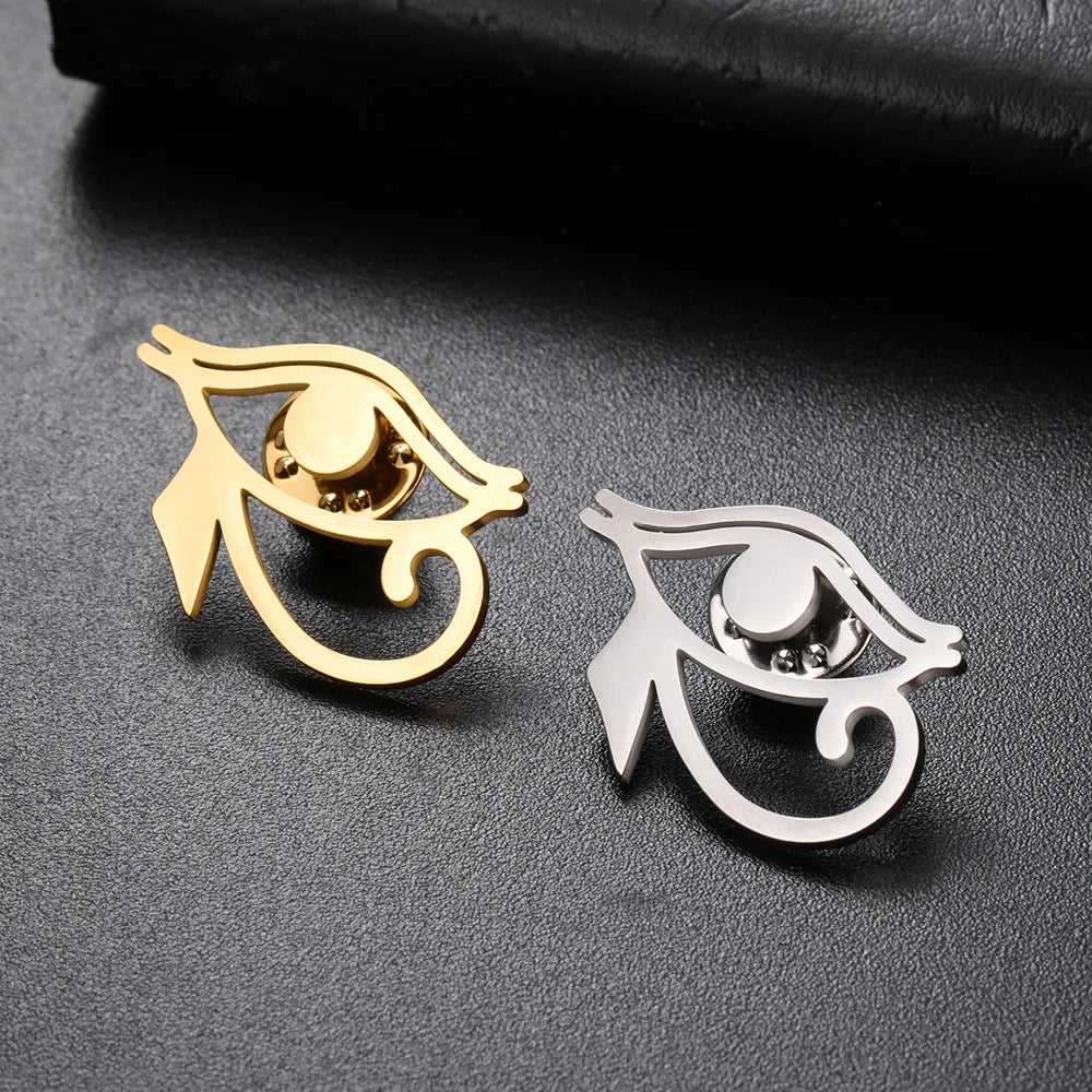 Dawapara Ancient Egyptian Eye Symbol Pin Eye of Horus Brooch Spiritual Jewelry Protection Amulet Stainless Steel Accessory