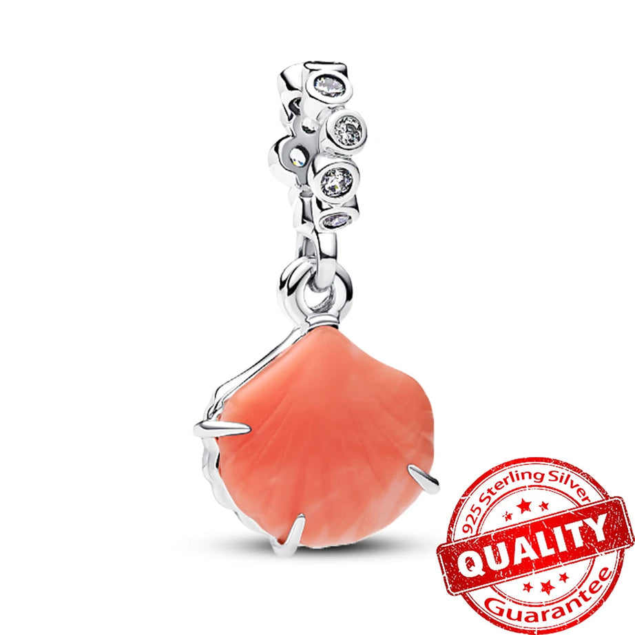 S925 Silver Lotus, Coral, Seahorse & Fortune Bag Pendant, Sacred Prosperity Amulet