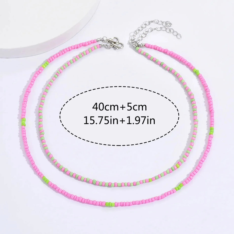 Seed Bead Double Layer Collar Necklace Jewelry