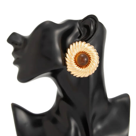 Resin Bead Big Spiral Stud Earrings Jewelry
