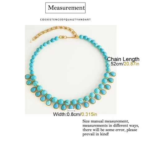 Bohemia Blue Natural Stone Water Drop Beads Chain Choker Necklace Vintage Jewelry for Woman Retro New in Boho Luxury Accessories - Charlie Dolly