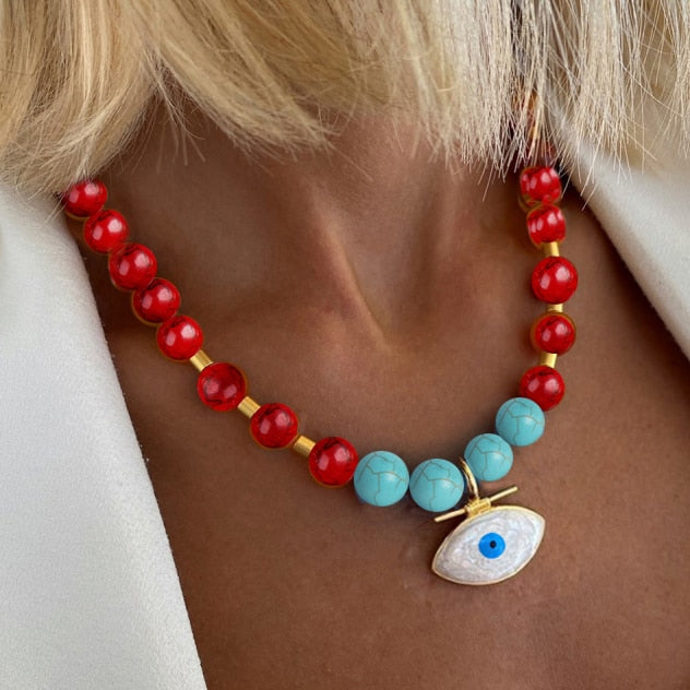 boho Ocean kolye Sonsuzluk Mineli Göz Kolye Sea Shell Conch pendants charms Necklace Sexy collier de perles Gift Accessories - Charlie Dolly