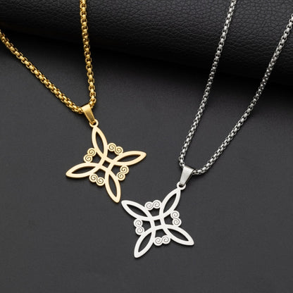 Silver Color Witch Knot Necklace for Women Stainless Steel Choker Necklaces Vintage Amulet Protection Supernatural Jewelry Sets