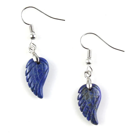 KFT Natural Carved Angel Wings Crystal Quartz Earring Lapis Lazuli Agate Dangle Hook Drop Stone Women Girls Earrings Jewelry - Charlie Dolly