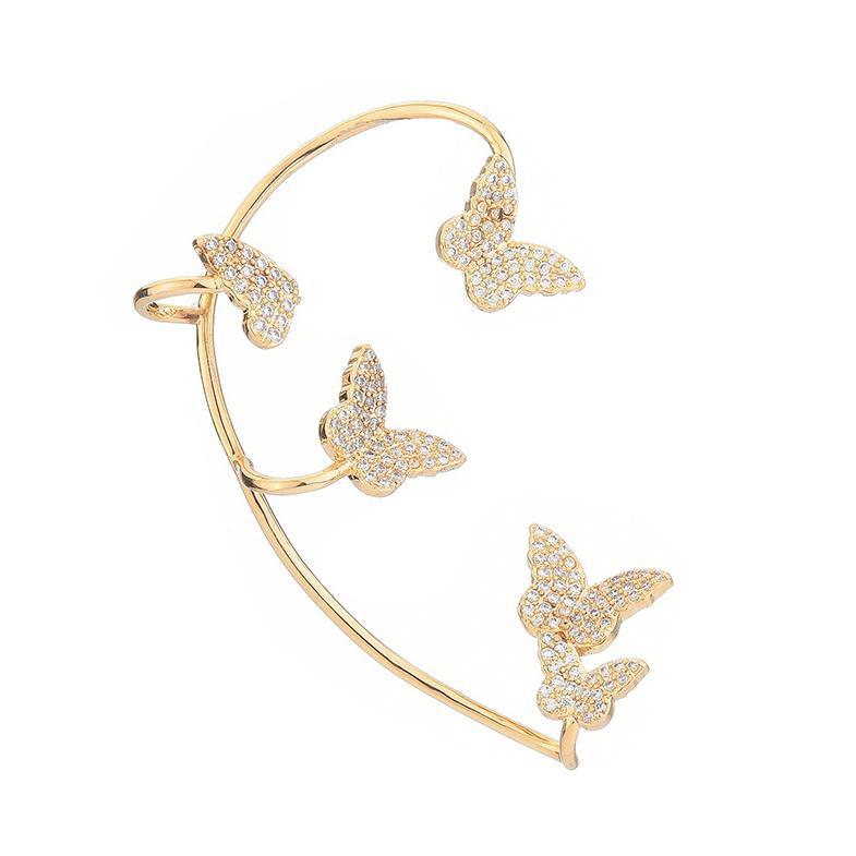 Shining Zircon Butterfly Ear Cuff Earrings for Women Girls Fashion 1pc Non Piercing Ear Clip Ear-hook Party Wedding Jewelry Gift - Charlie Dolly
