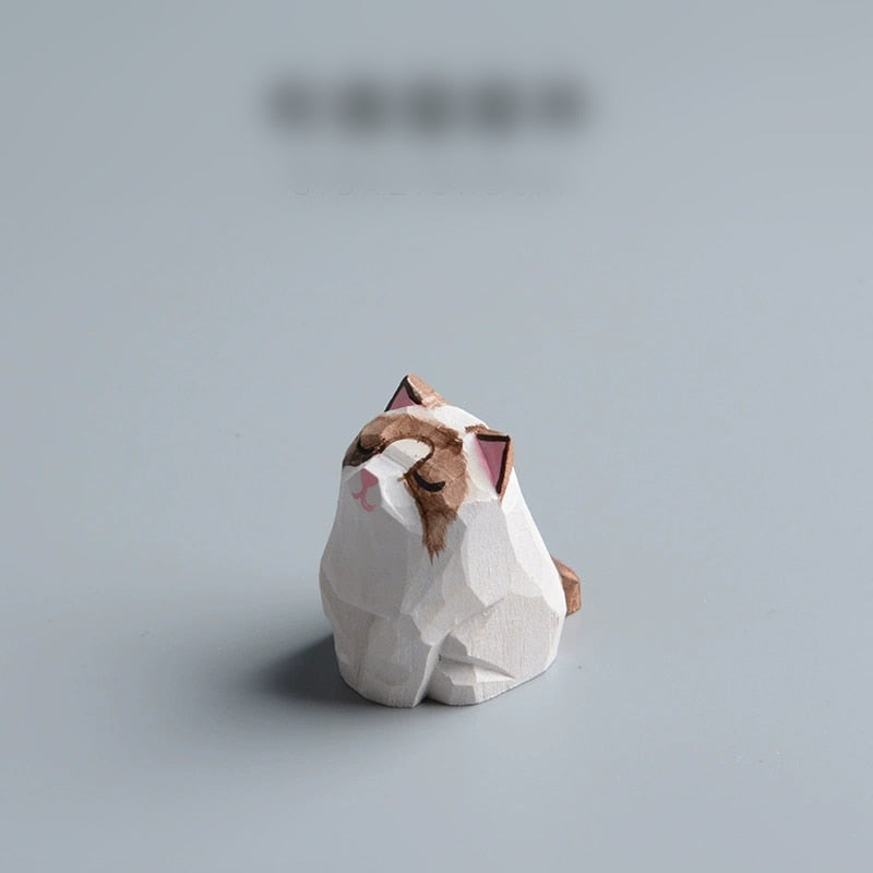 Cat Handmade Ornament Wood Carving Handicraft Gift Cute Orange cat Tanuki Puppet cat Siamese cat Keychain Bag pendant Anime Pop - Charlie Dolly