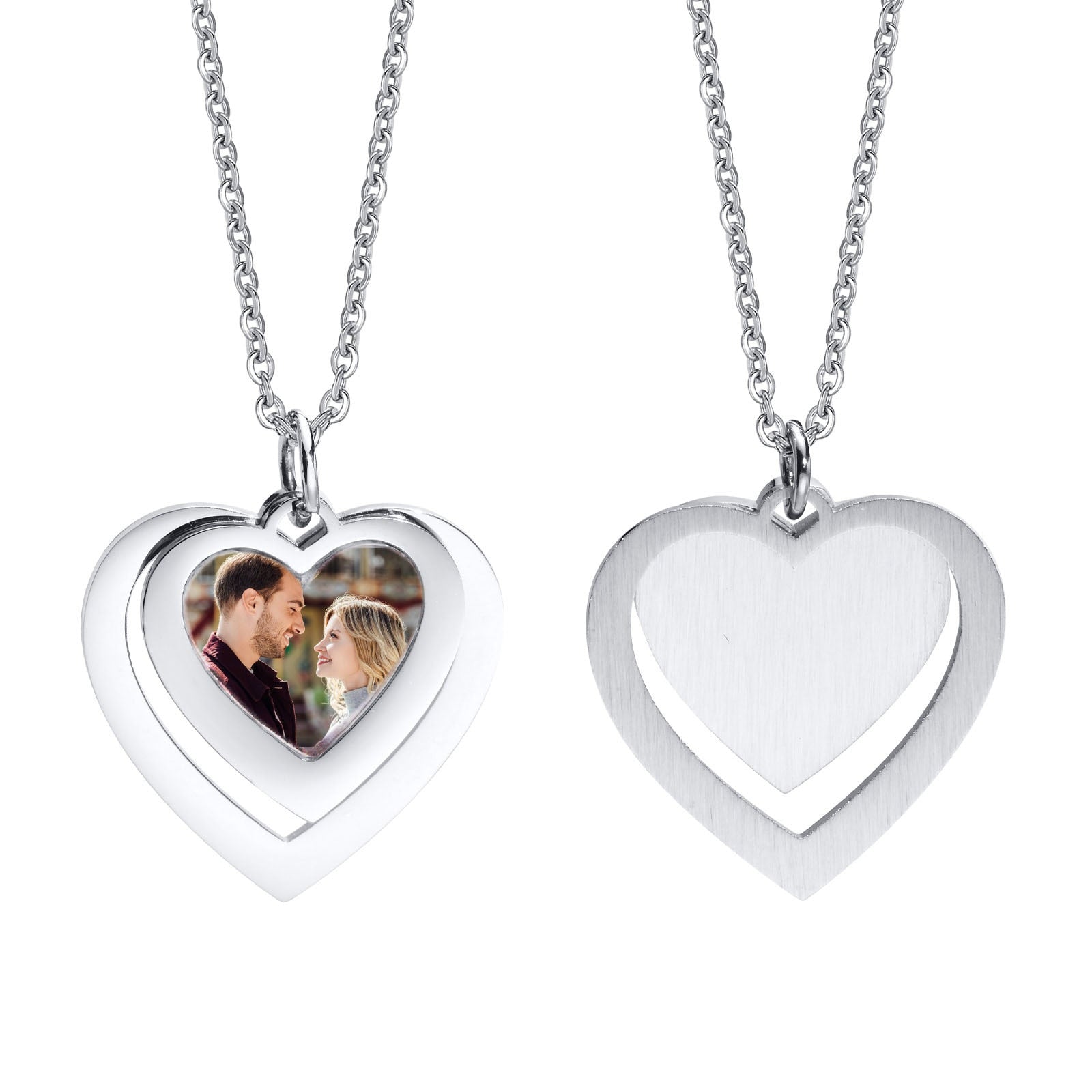 Vnox Free Personalize Photo Picture Necklaces for Women,Stainless Steel Heart Waterdrop Pendant Collar,Custom Engrave Gift - Charlie Dolly
