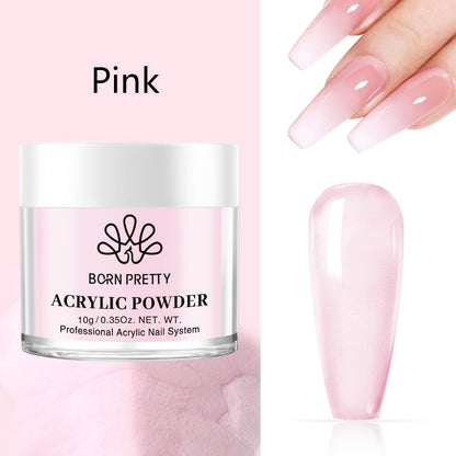 BORN PRETTY 100ml Acrylic Nail Powder Clear Pink White Professional Carving Crystal Polymer for Nail Tips Extenstion Nails Set