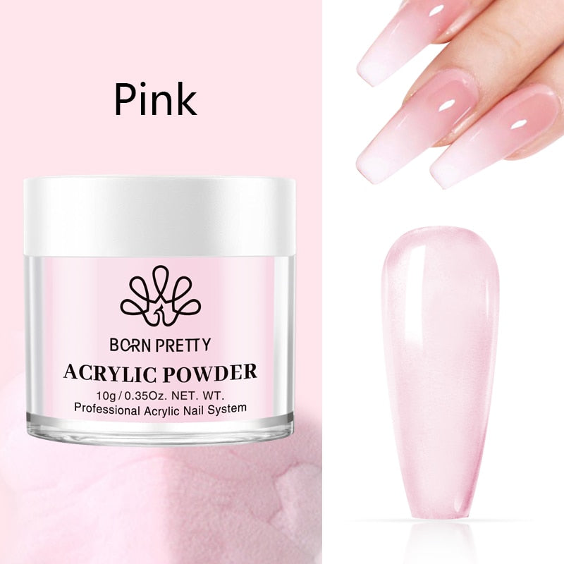 BORN PRETTY 100ml Acrylic Nail Powder Clear Pink White Professional Carving Crystal Polymer for Nail Tips Extenstion Nails Set - Charlie Dolly