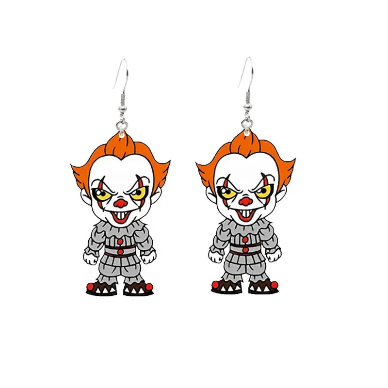 Scream Killer Halloween Earrings Arcylic Ghost Horror Movie Chucky Dangle Earrings Charm For Pendant Kids Adults - Charlie Dolly