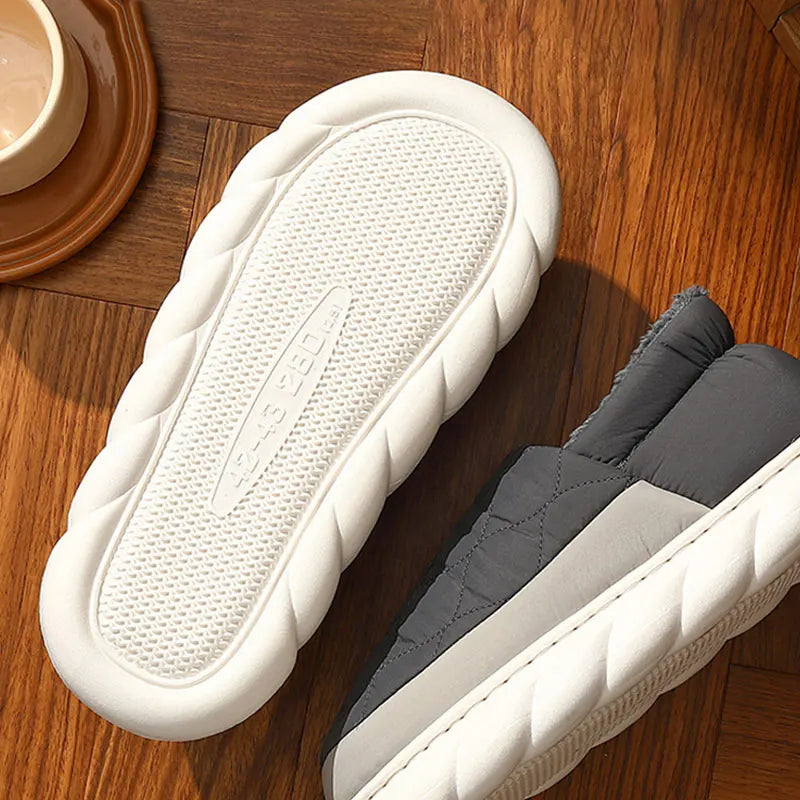 Litfun Plush Slippers Men Women Slippers New Winter Outdoor Warm Waterproof Cotton Shoes Indoor Antiskid Thick Sole Home Slides - Charlie Dolly