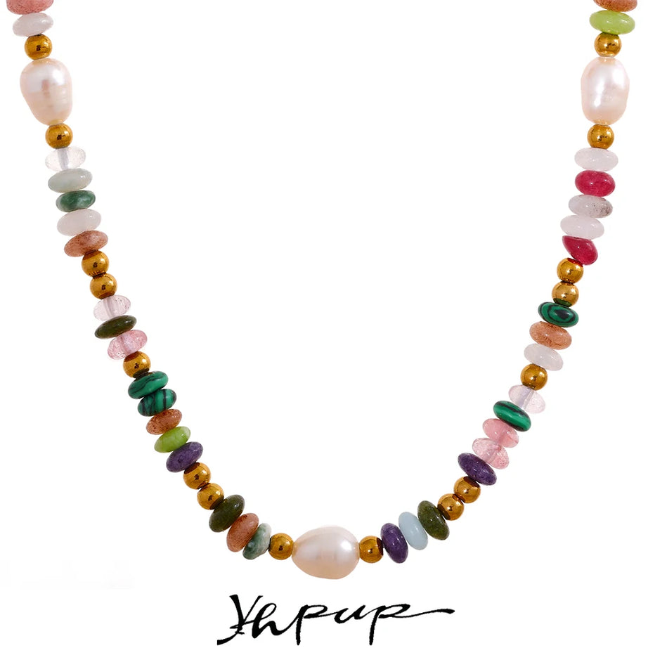 Natural Pearl Stone Boho Necklace