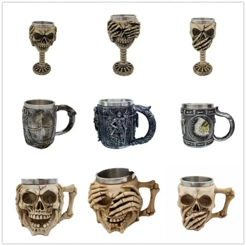 3D Skull Cup Halloween Thriller Cup Decoration Skull Cup Halloween Decoration Resin Skeleton Ghost Mug Coffee Cup Halloween Gift - Charlie Dolly