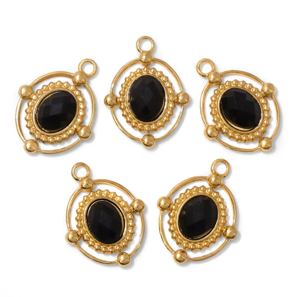 2pcs Vintage Natural Stone Charms Oval Shape Lapis Lazuli Pendant For Jewelry Making Necklace DIY Earrings Accessories 16x18mm