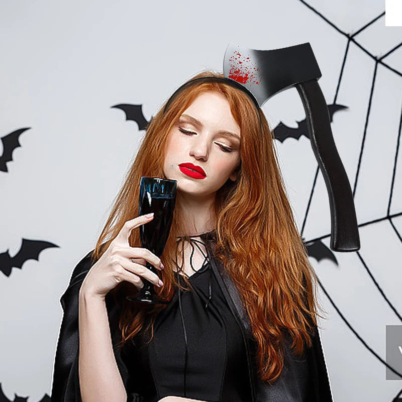 Halloween Decoration Fake Bloody Axe Saws Knife Headband Prank Prop Halloween Party Decor 2024 Masquerade Cosplay Accessories - Charlie Dolly