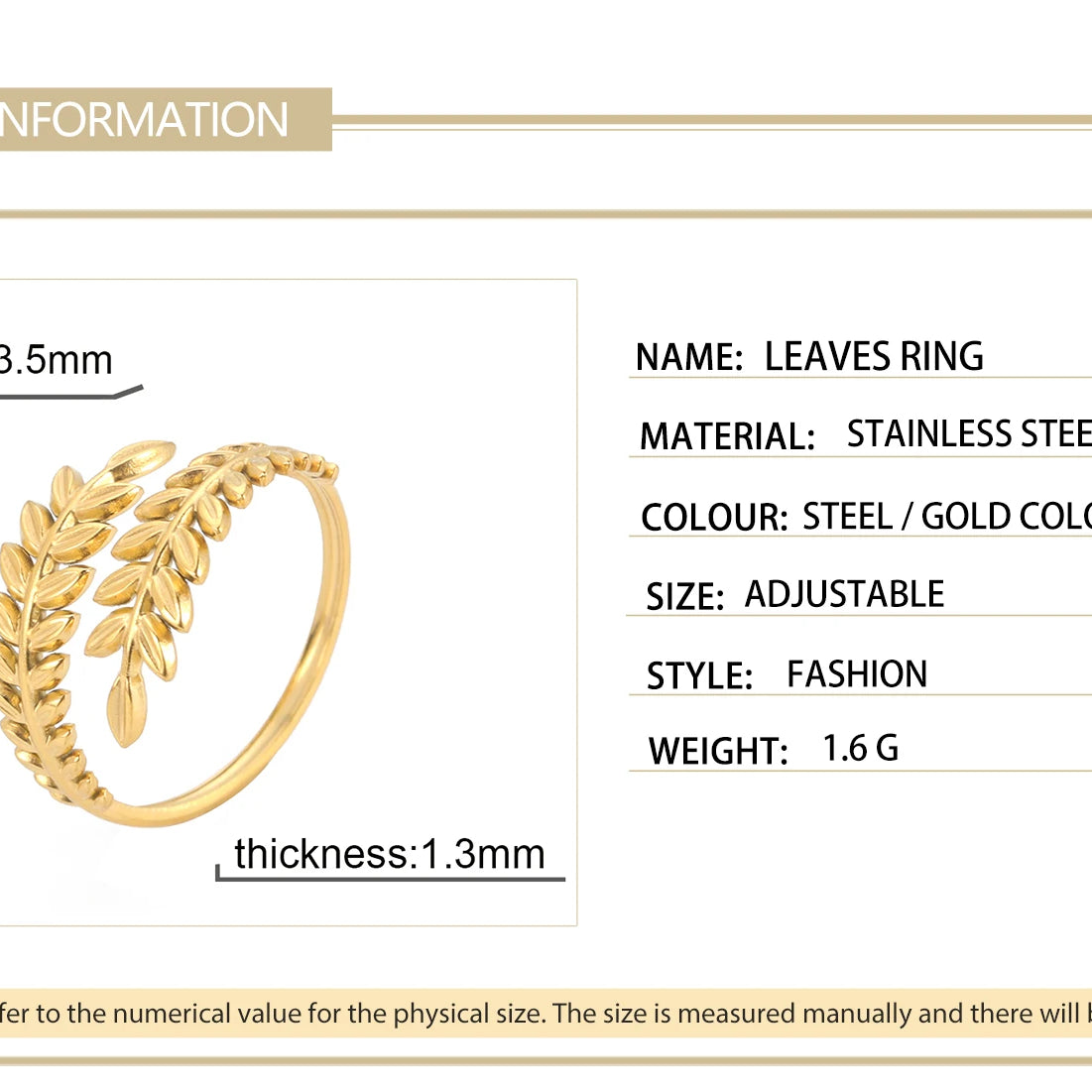 Wheat Ear Leaf Open Stacking Ring Jewelry