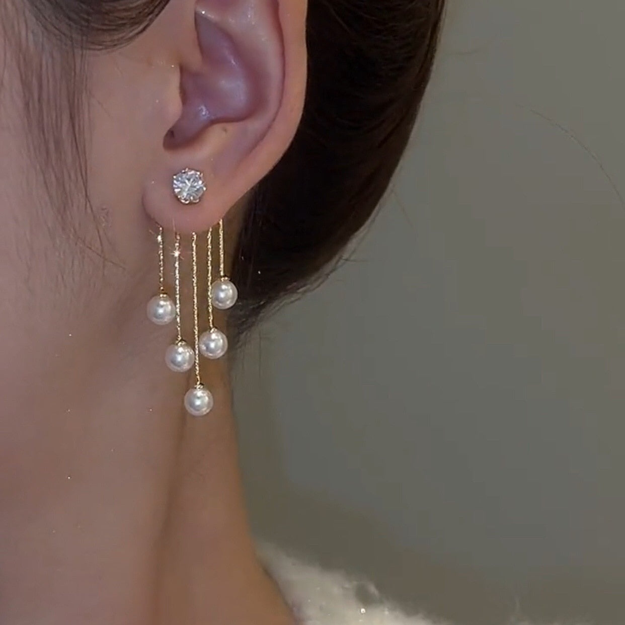 Beautiful Zircon Pearl Tassel Earrings Korean Style 2023 New Fashion Brincos Feminino - Charlie Dolly