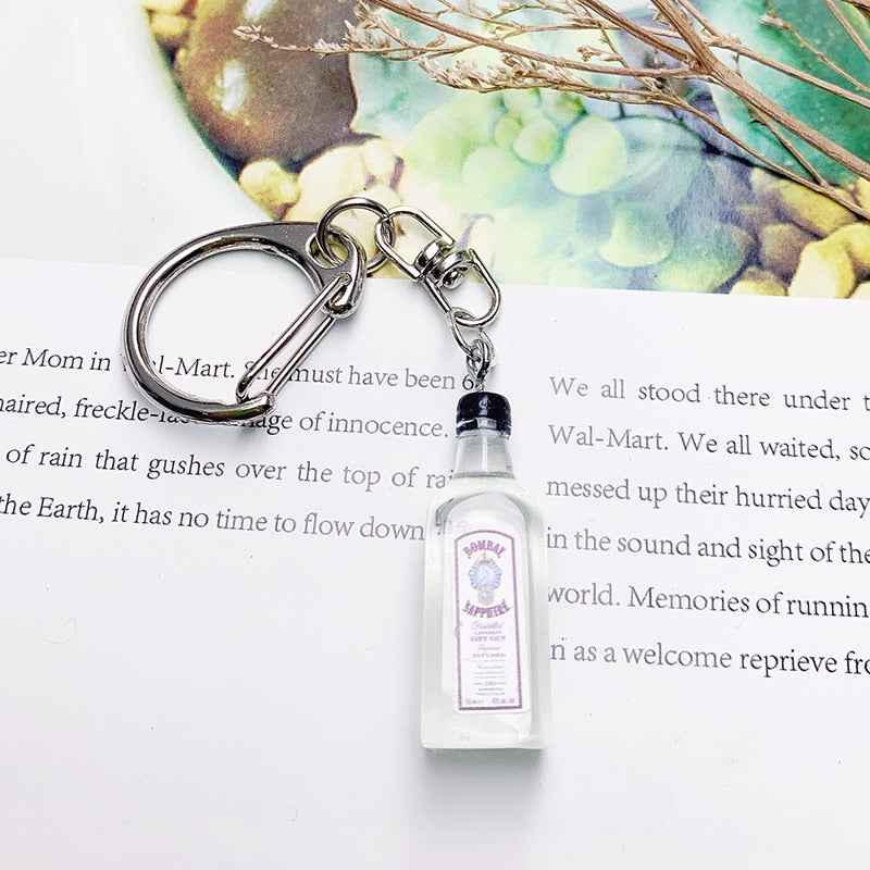 Wine Bottle Keychain Resin Simulation Mini Beer Cocktail Men Women Boyfriend Key Chain Alcohol Lovers Father's Day Gift - Charlie Dolly