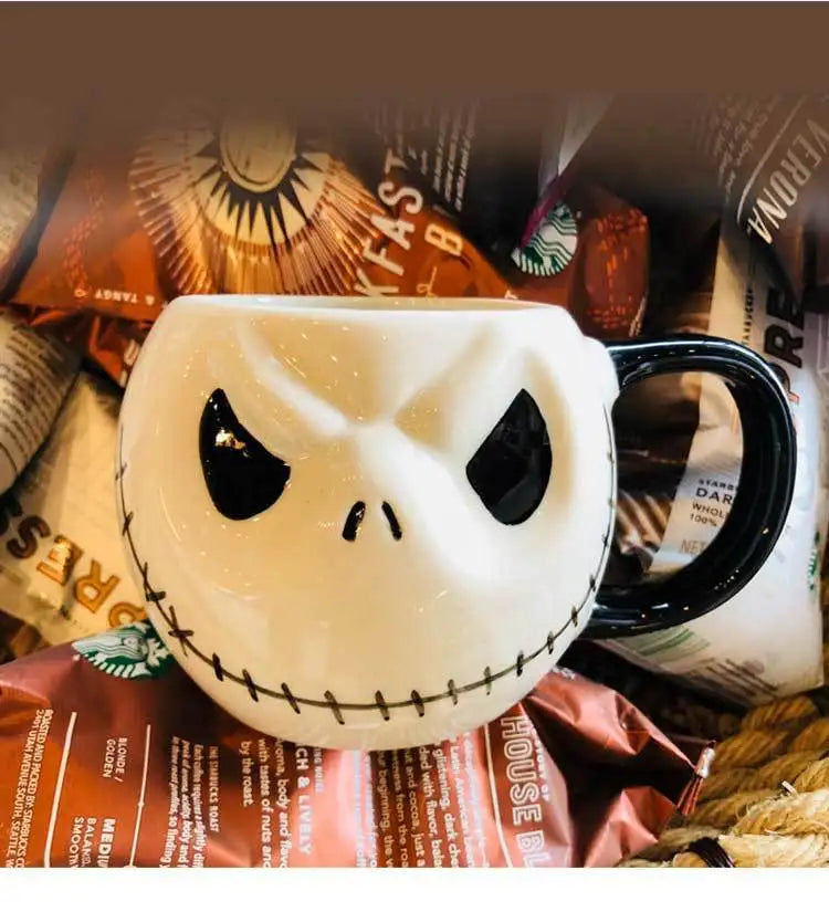 1pc 600ml Halloween Skull Mug with Handle Lidless Ceramic Cup Funny Coffee Cup Mocha Mug Halloween Gift Home Decor - Charlie Dolly