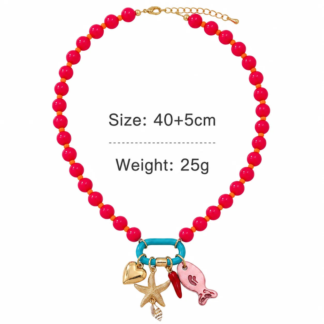 Summer Fish Starfish Shell Pendant Necklace for Women Trendy Colorful Beaded Handmade Necklaces Boho Statement Jewelry