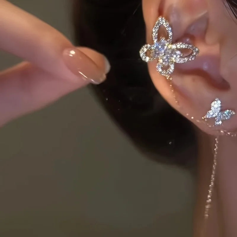 Accessories for Women Personality Simple Hollow Butterfly Zircon Ear Clip for Women Party Jewelry Anniversary Gift Pendientes - Charlie Dolly