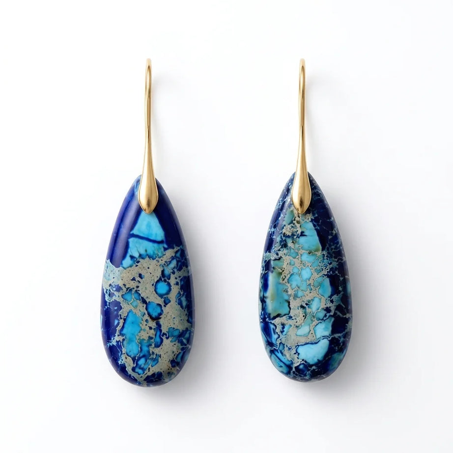 Bohemian Emperor Stone Geometric Pendant Earring Popular Natural Stone Jewelry Earrings for Women Luxury Boho Original earring - Charlie Dolly