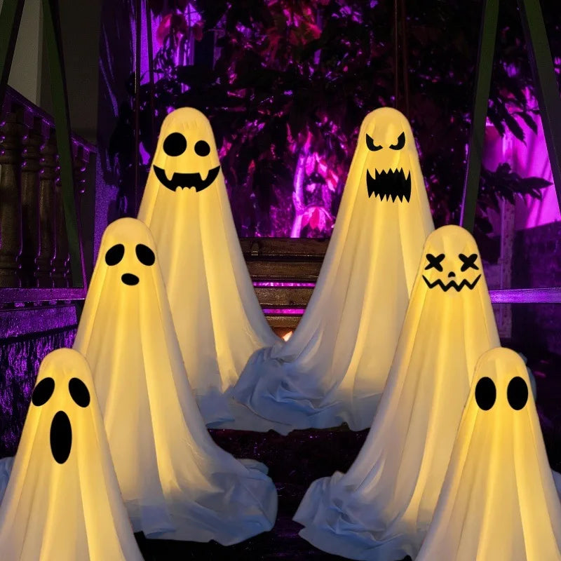 Halloween Patio Decor Outdoor Halloween Party Decor Indoor Spooky Ghost Standing Decor with String Lights Halloween Ghost Lights - Charlie Dolly