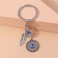 1Pc Bohemia Evil Eye Hamsa Hand Keychain for Women Men Blue Eye Sun Feather Key Ring Bag Pendant Car Key Holder Rings Wholesale - Charlie Dolly