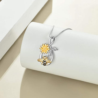 Bee Sunflower Necklace Flower Men&#39;s and Women&#39;s Collar Pendant Personality Fashion Send Girlfriend Birthday Christmas Gift