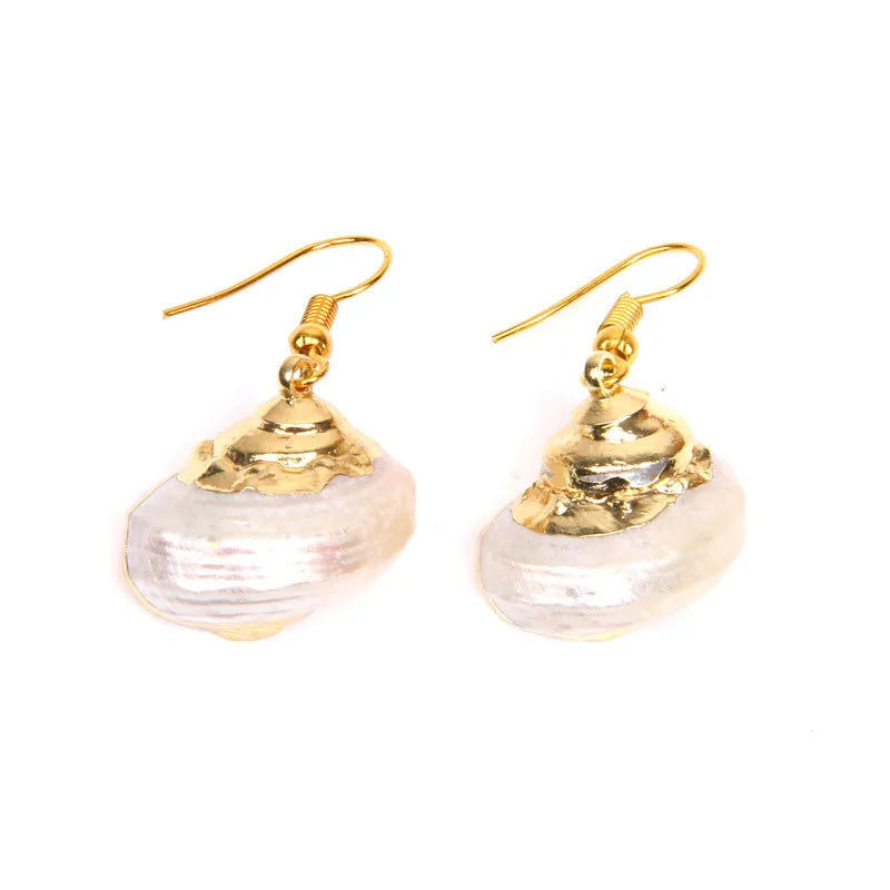 New In Natural Shell Sea Scallop Drop Earrings Boho Shell Drop Earrings for Women Femal Sea Beach Earrings Summer Jewelry Gifts