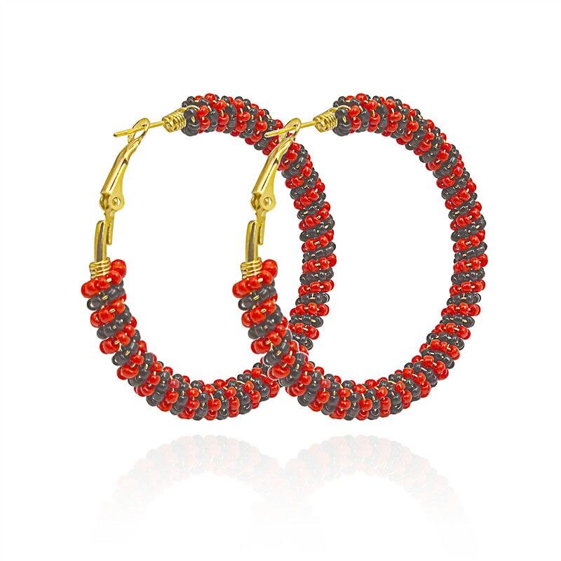 Exaggerate Bohemia Hoop Earring Colorful Beaded Fashion Women Hoops Trendy Big Beads Earring Boho Statement Jewelry Wholesale - Charlie Dolly
