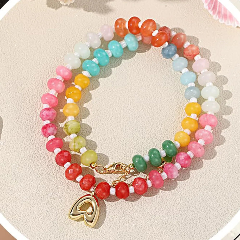 Initial Letter Stone Bead Choker