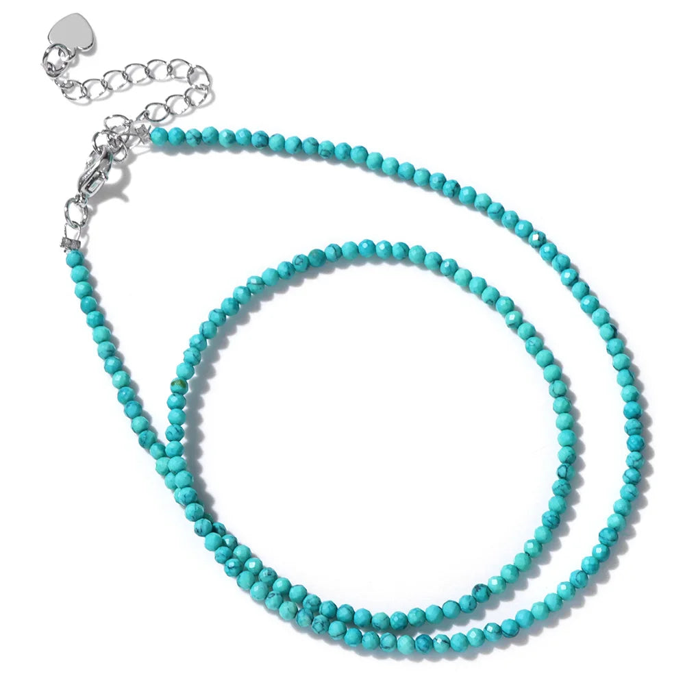 2mm Natural Stone Beads Necklace Handmade Mini lapis lazuli Amethysts Turquoises Beaded Necklaces for Women Boho Jewelry Gift