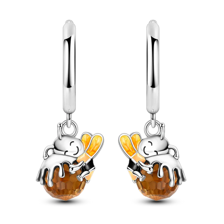 Sterling Silver Clover Butterfly Hoop Earrings Jewelry