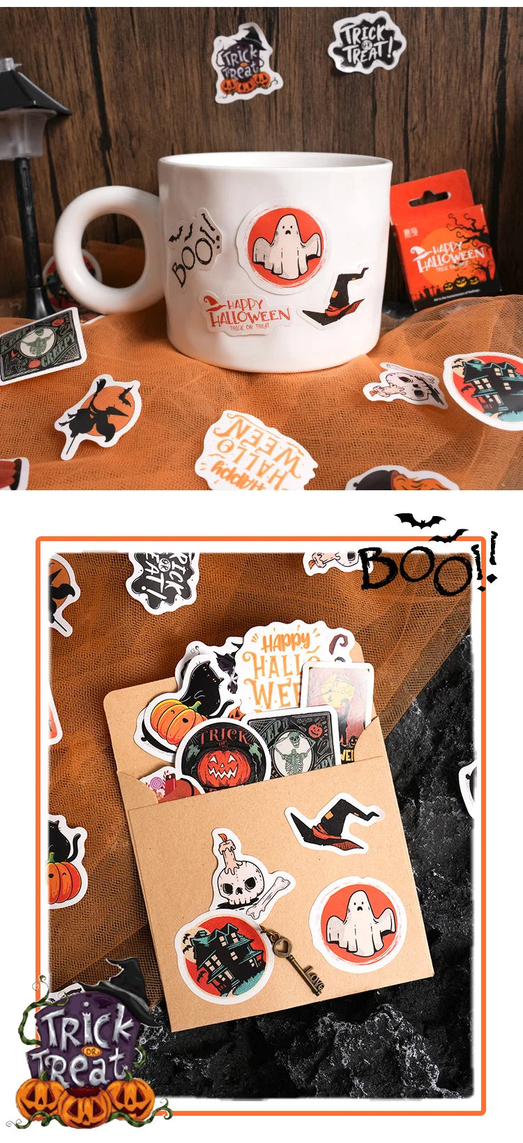 46pcs Etori Life Halloween Sticker Pack DIY Material Decorative Stationery Album Diary Cup Notebook Mobile Phone Toy Scrapbook - Charlie Dolly