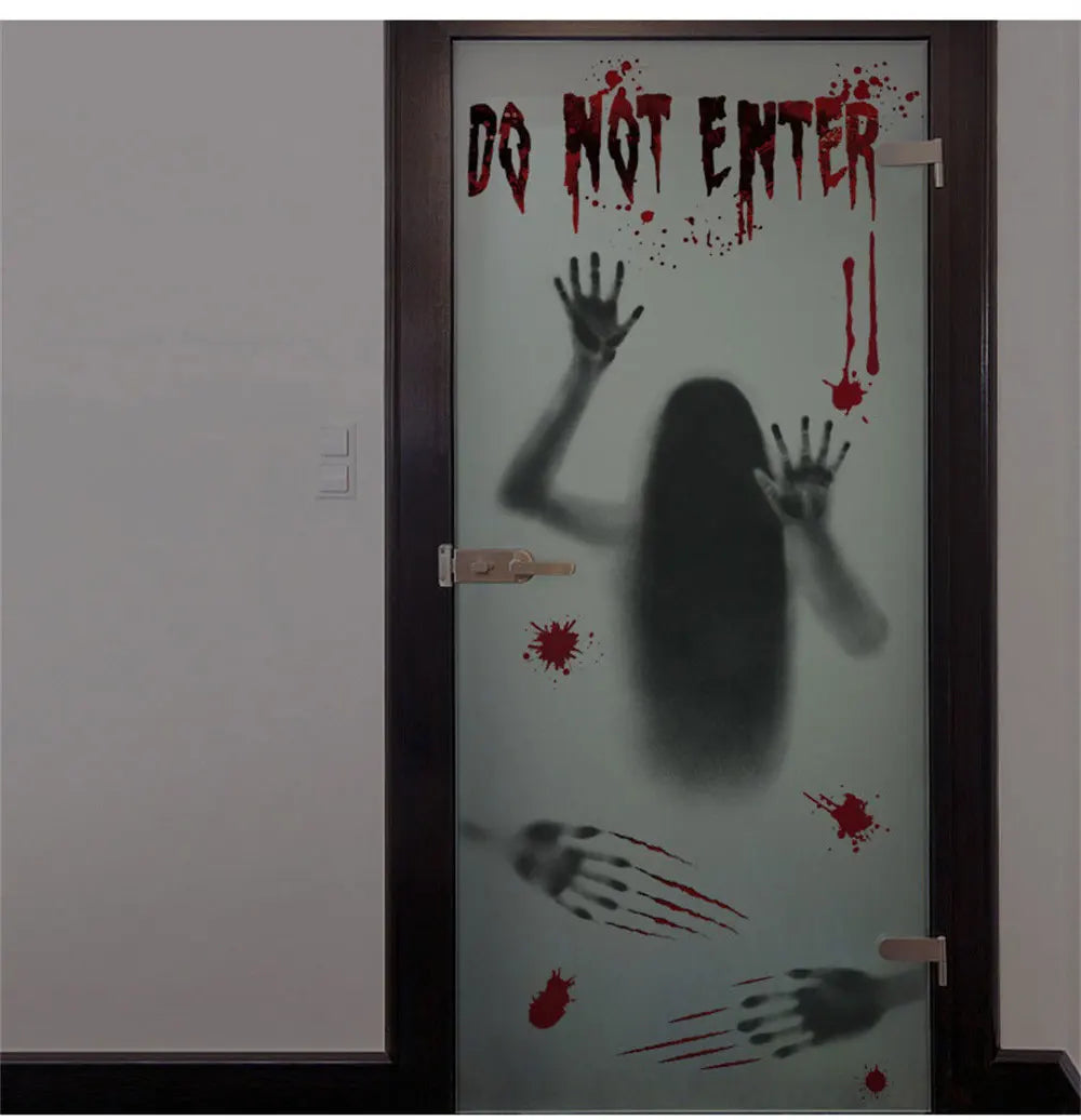 Horror Bloodstain Wall Sticker Handprint Footprint Blood Skull Window Sticker Halloween Decoration 2024 Halloween Scary Sticker - Charlie Dolly