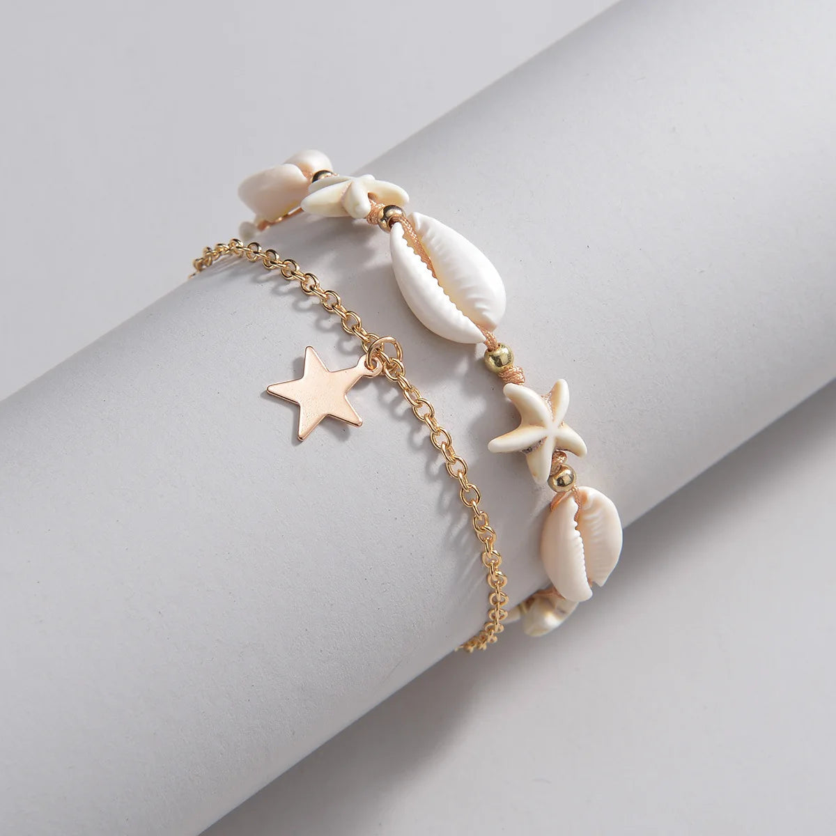 Shell Starfish Women‘s Anklets Bohemian Anklet Leg Rice Beads Bracelet Handmade Foot Chain Boho Jewelry Summer Accessories