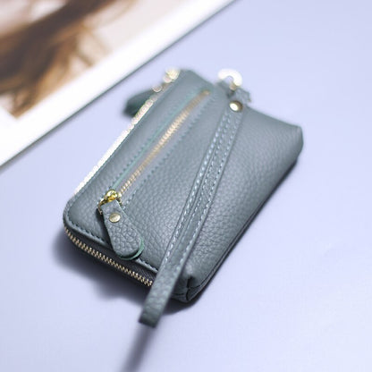 Wristlet Wallets for Women Coin Purse Genuine Leather Clutch Bags Ladies Money Credit Card Keychain Holder Short Wallet