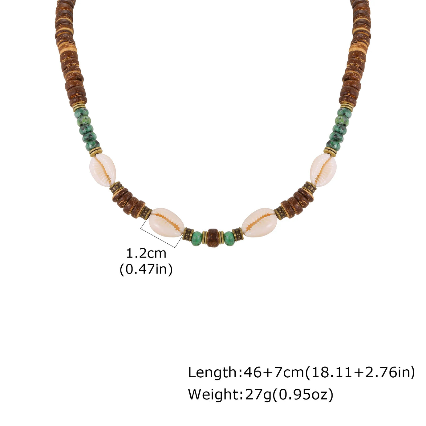Coconut Shell and Conch Boho Necklace for Men