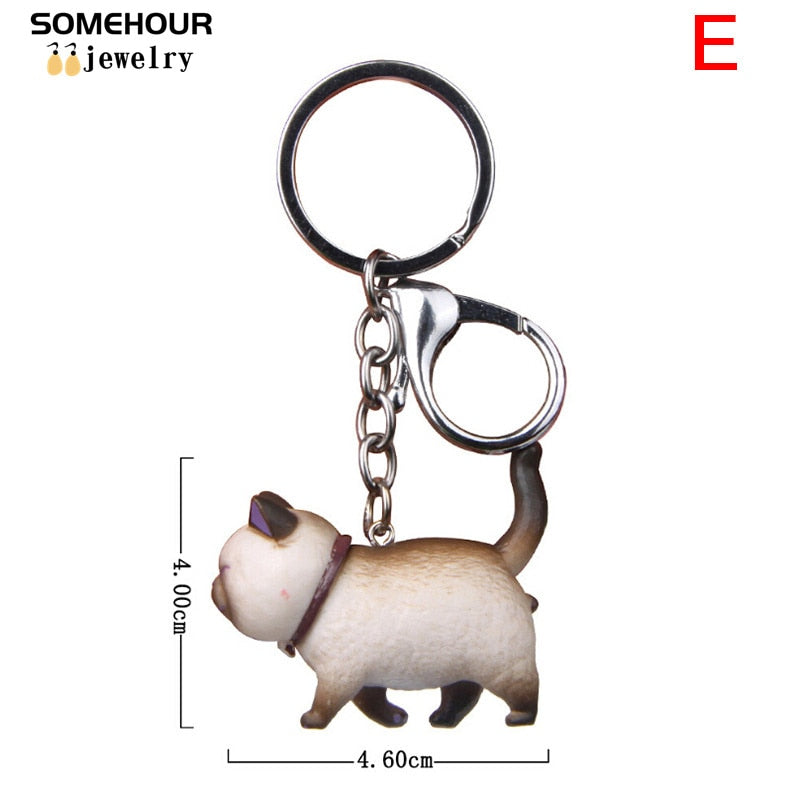 SOMEHOUR Fashion Cute Cat Pendant Keychain Car Bag Charm Shake Head Keyrings Creative Jewelry For Women Kids Gifts Accessories - Charlie Dolly