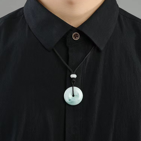 Grade A Natural Jade Peace Buckle Boho Necklace, Sacred Protection Amulet