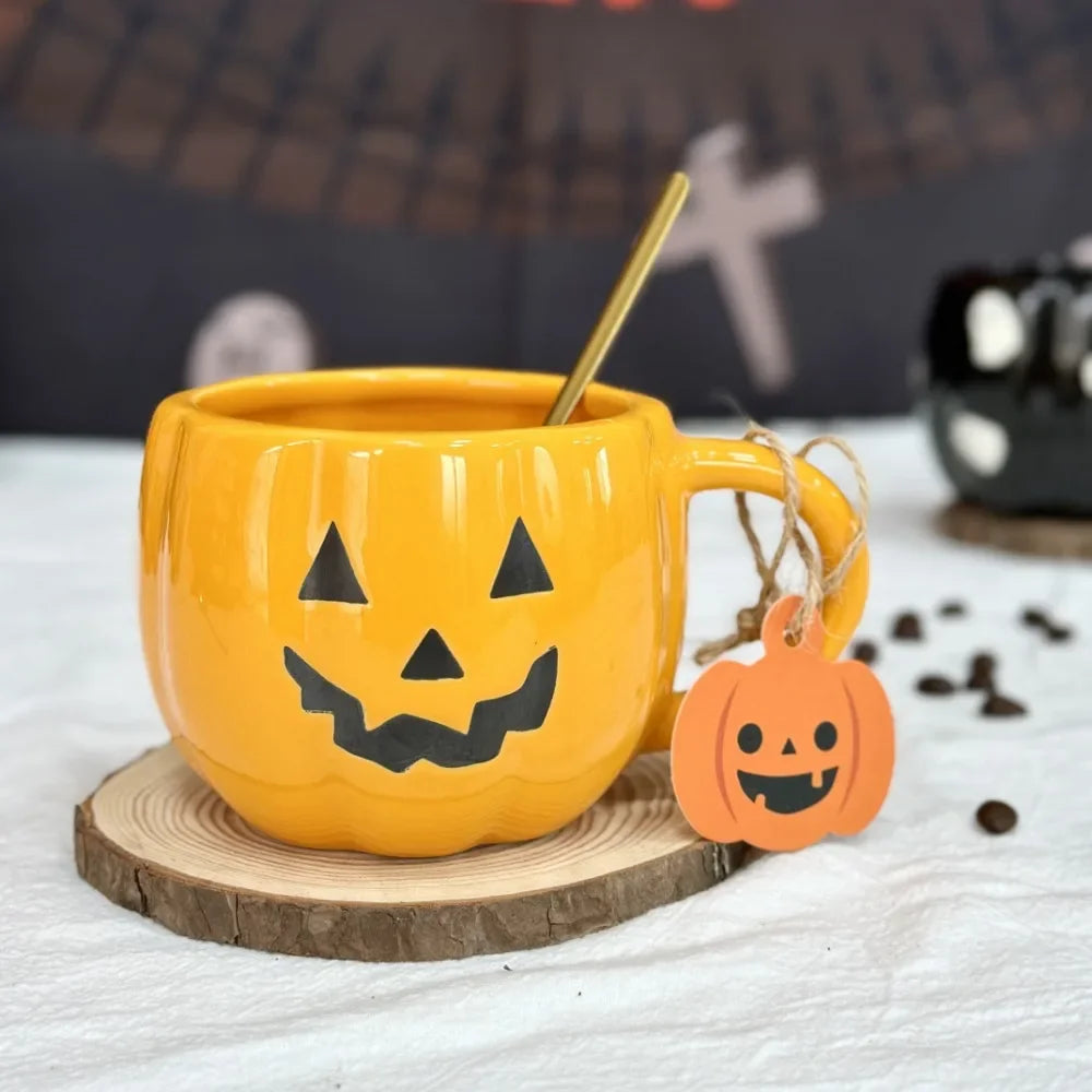 1pc 360ml Halloween Ceramic Mugs Pumpkin Ghost Ceramic Water Cup Novelty Milk Tea Mug Coffee Cup Halloween Decoration Gifts - Charlie Dolly