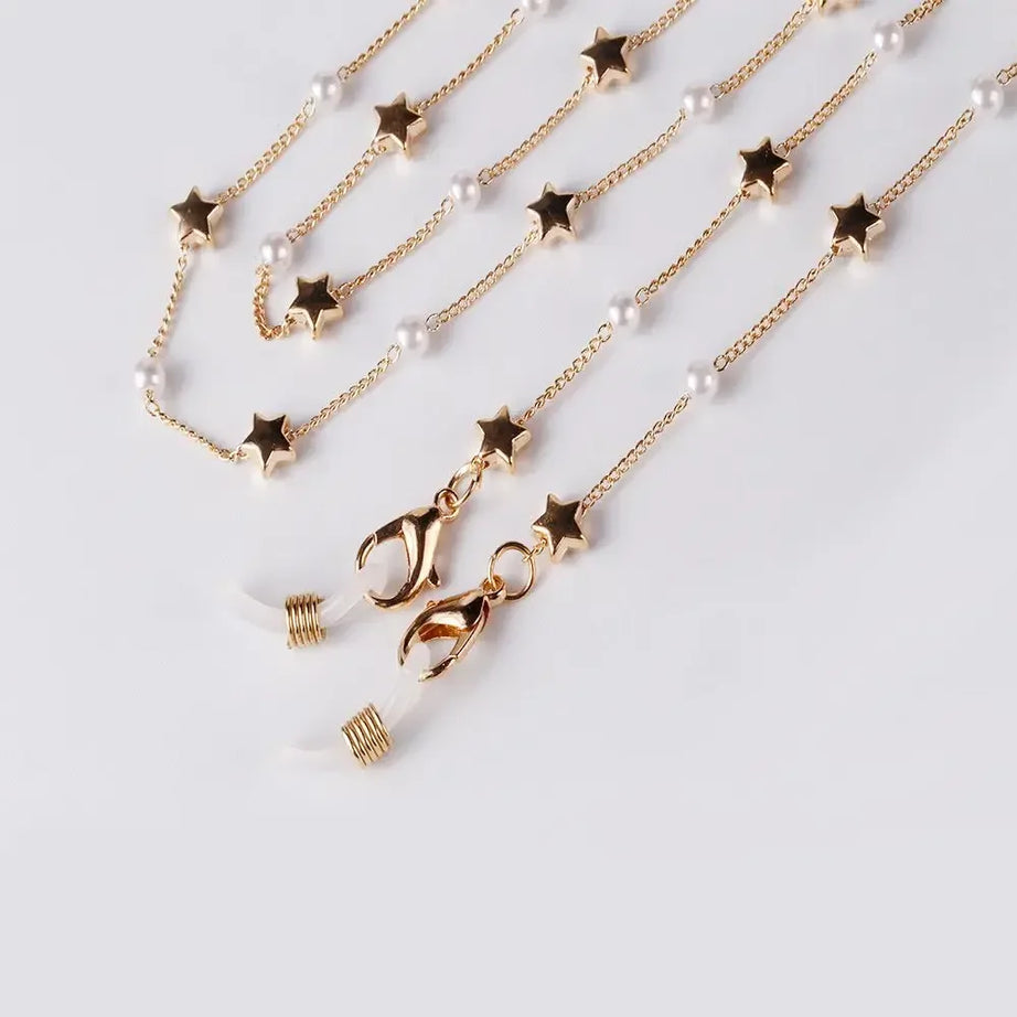 Pearl and Shell Beaded Sunglasses Chain Lanyard